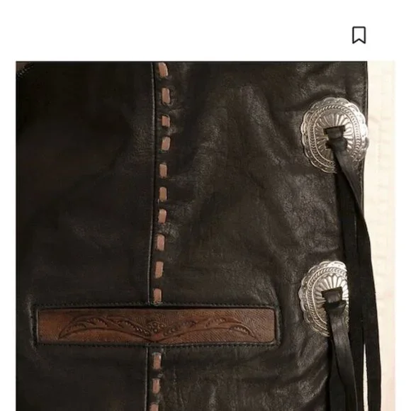 Men's XXL Tooled Leather Vest - Picture 6 of 7